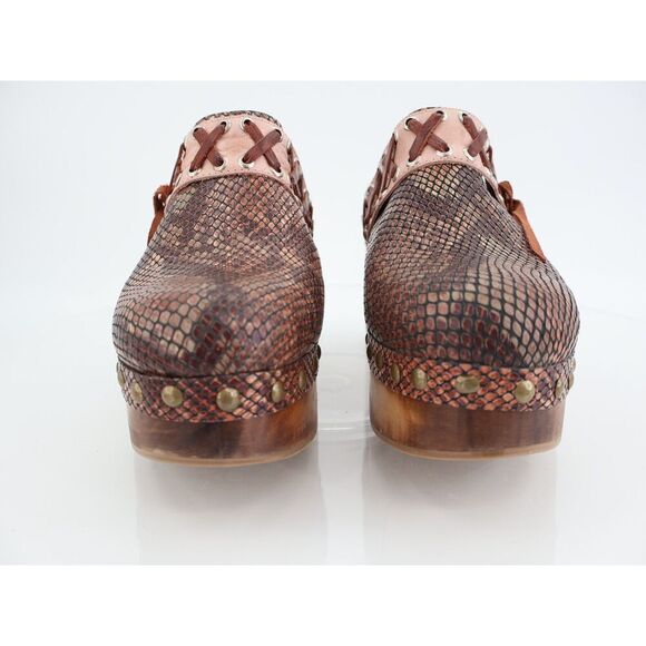Freebird by Steven Woodstock Clog Size 10 Wooden Chunky Boho Pink Brown - Picture 3 of 11